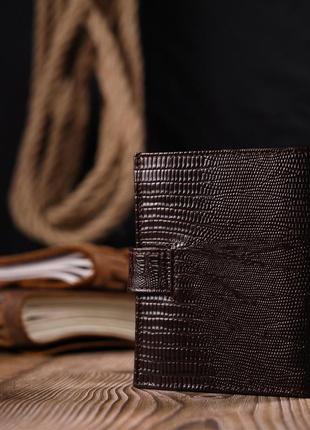 Надежный мужской кошелек из фактурной кожи karya 21039 коричневый8 фото