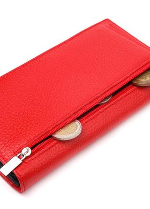 Яркий вертикальный женский кошелек из натуральной кожи karya 21018 красный6 фото