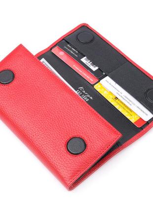 Яркий женский кошелек из натуральной кожи karya 21011 красный5 фото