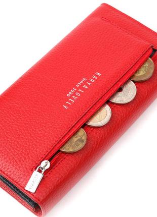 Яркий женский кошелек из натуральной кожи karya 21011 красный8 фото