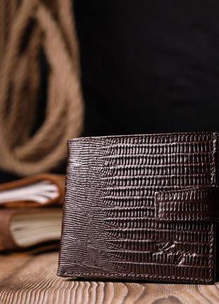 Практичный мужской кошелек из фактурной кожи karya 21036 коричневый7 фото