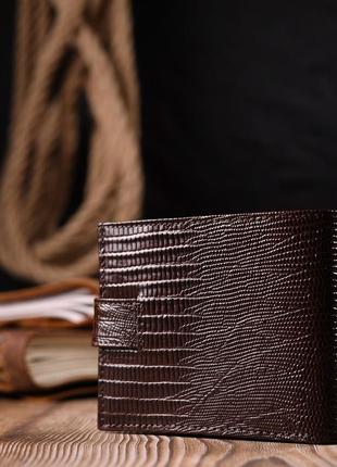 Практичный мужской кошелек из фактурной кожи karya 21036 коричневый8 фото