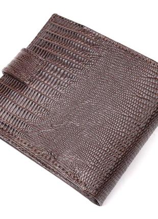 Практичный мужской кошелек из фактурной кожи karya 21036 коричневый2 фото