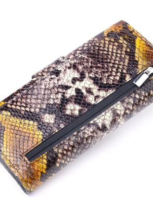 Красивый женский кошелек из натуральной фактурной кожи под змею karya 21029 разноцветный2 фото