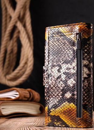 Красивый женский кошелек из натуральной фактурной кожи под змею karya 21029 разноцветный9 фото