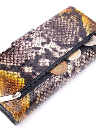 Красивый женский кошелек из натуральной фактурной кожи под змею karya 21029 разноцветный7 фото