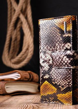 Красивый женский кошелек из натуральной фактурной кожи под змею karya 21029 разноцветный8 фото