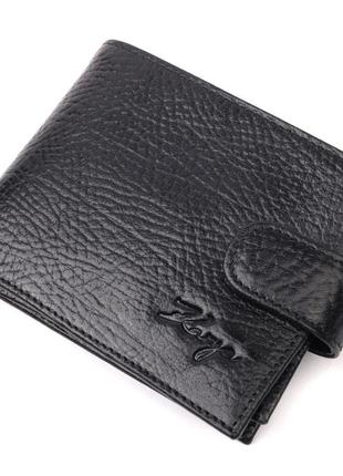 Класичний чоловічий гаманець із хлястиком із натуральної шкіри karya 21077 чорний