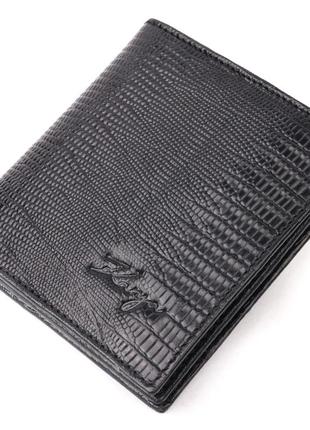 Компактный женский кошелек из фактурной кожи под рептилию karya 21118 черный