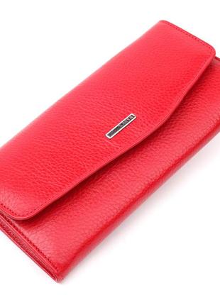 Женский кошелек с клапаном из гладкой кожи karya 21110 красный1 фото