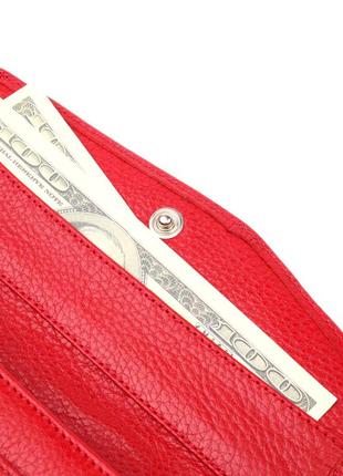 Женский кошелек с клапаном из гладкой кожи karya 21110 красный4 фото
