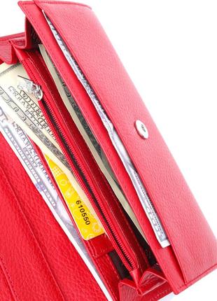 Жіночий гаманець із клапаном із гладкої шкіри karya 21110 червоний5 фото