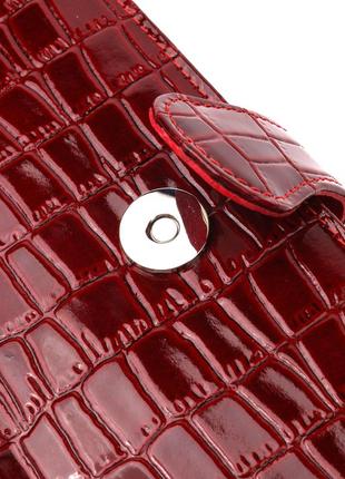 Превосходный женский кошелек из натуральной лакированной кожи с тиснением под крокодила karya 21127 красный3 фото