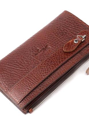 Цікавий складаний гаманець із натуральної шкіри karya 21131 коричневий