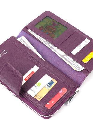 Яркий женский кошелек из натуральной кожи karya 21155 фиолетовый4 фото