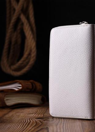 Стильний вертикальний жіночий гаманець із натуральної шкіри karya 21162 білий8 фото