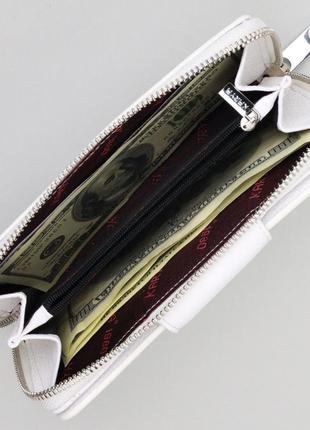 Стильний вертикальний жіночий гаманець із натуральної шкіри karya 21162 білий6 фото