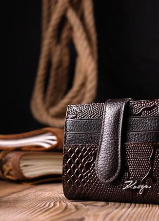 Стильный женский бумажник из натуральной фактурной кожи karya 20952 коричневый7 фото