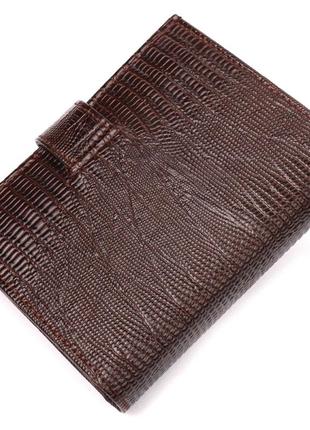 Надежный мужской кошелек из фактурной кожи karya 21039 коричневый2 фото