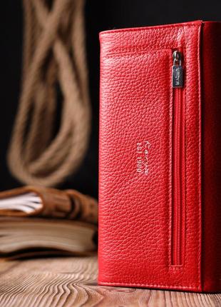 Интересный вместительный женский кошелек из натуральной кожи karya 21178 красный8 фото