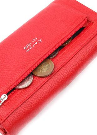 Интересный вместительный женский кошелек из натуральной кожи karya 21178 красный6 фото