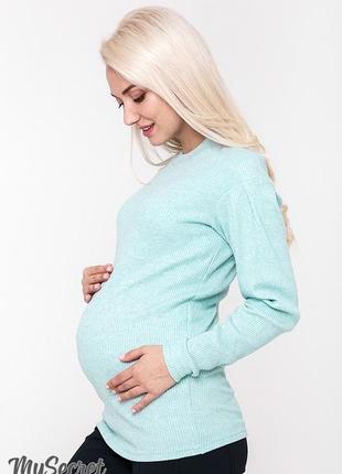 Теплый свитер для беременных gaia sw-48.112, из шерстяного трикотажа-резники, мятный меланж