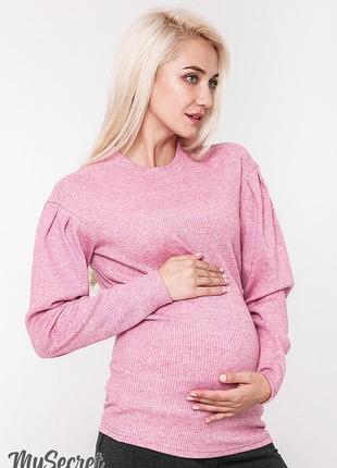 Теплый свитер для беременных gaia sw-48.111 розовый меланж4 фото