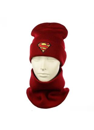 Набір зимовий шапка і снуд супермен