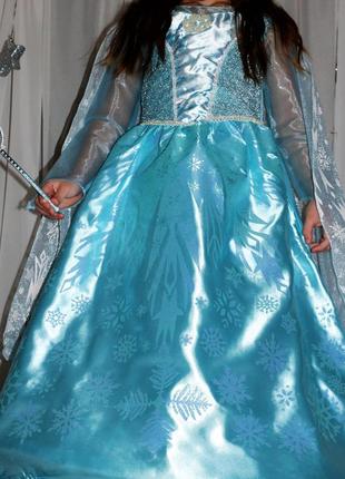 Новогоднее платье принцессы эльзы, снежной королевы disney frozen 7-8 мигает, светится3 фото