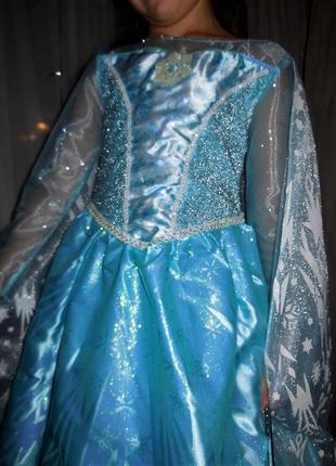 Новогоднее платье принцессы эльзы, снежной королевы disney frozen 7-8 мигает, светится4 фото