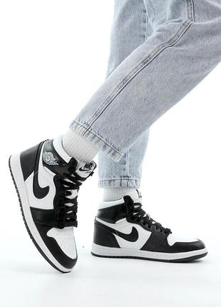 Мужские высокие кожаные кроссовки с мехом nike jordan 1 retro winter#найк