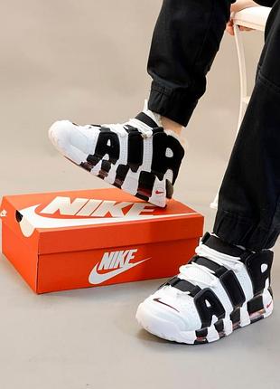 Мужские высокие кожаные кроссовки nike air more uptempo "winter#найк