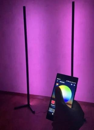 Угловая led rgb bluetooth лампа торшер с сенсорным пультом и управление приложением corner light3 фото