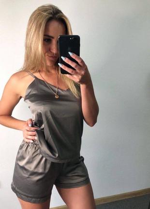 Шовкова піжама. майка та шорти. піжама шовк . піжама двійка
