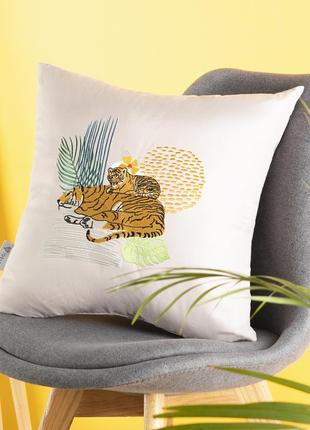 Подушка декоративна tiger з вишивкою тм ideia 50х50 см8 фото