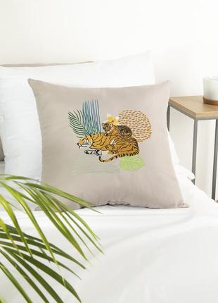 Подушка декоративна tiger з вишивкою тм ideia 50х50 см10 фото