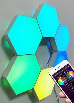 Модульная настенная шестигранная комбинированная лампа 6шт. цветной настенный светильник с пультом
