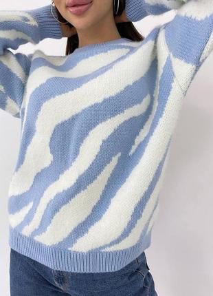 Очень теплый свитер, р.уни 42-48, шерсть с акрилом, голубой зебра6 фото