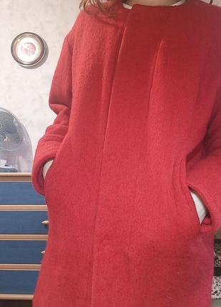 Пальто пряме шерсть+ махер ручна робота оверсайз  демісезонне