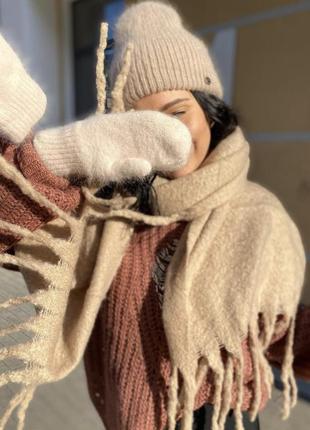 Теплий зимовий шарф /дреди 🤍2 фото