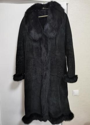 Шикарна натуральна дублянка з натуральним хутром