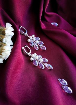 Серьги ручной работы, свадебные серёжки