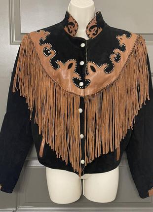 Vtg diamond leathers fringe western замшевая курточка, вестерн, байкерская куртка