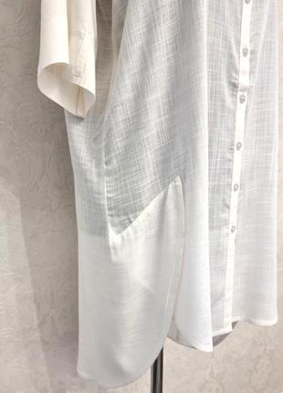 Сорочка туніка однотонна біла льон2 фото