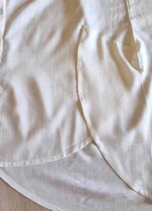 Сорочка туніка однотонна біла льон5 фото