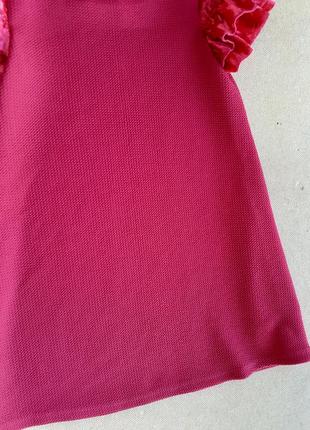 Яскрава червона фактурна сукня з велюровими рукавами на 7 років8 фото