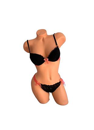 Комплект мереживного білизни березня 4883 75а/s чорний з рожевим