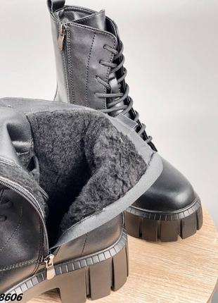 Черевики чоботи зима натуральна шкіра чорний3 фото