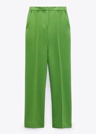 Шикарные яркие зелёные брюки zara4 фото