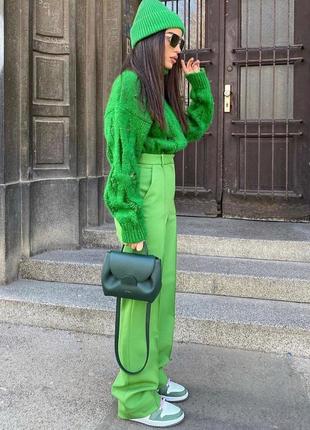 Шикарные яркие зелёные брюки zara2 фото
